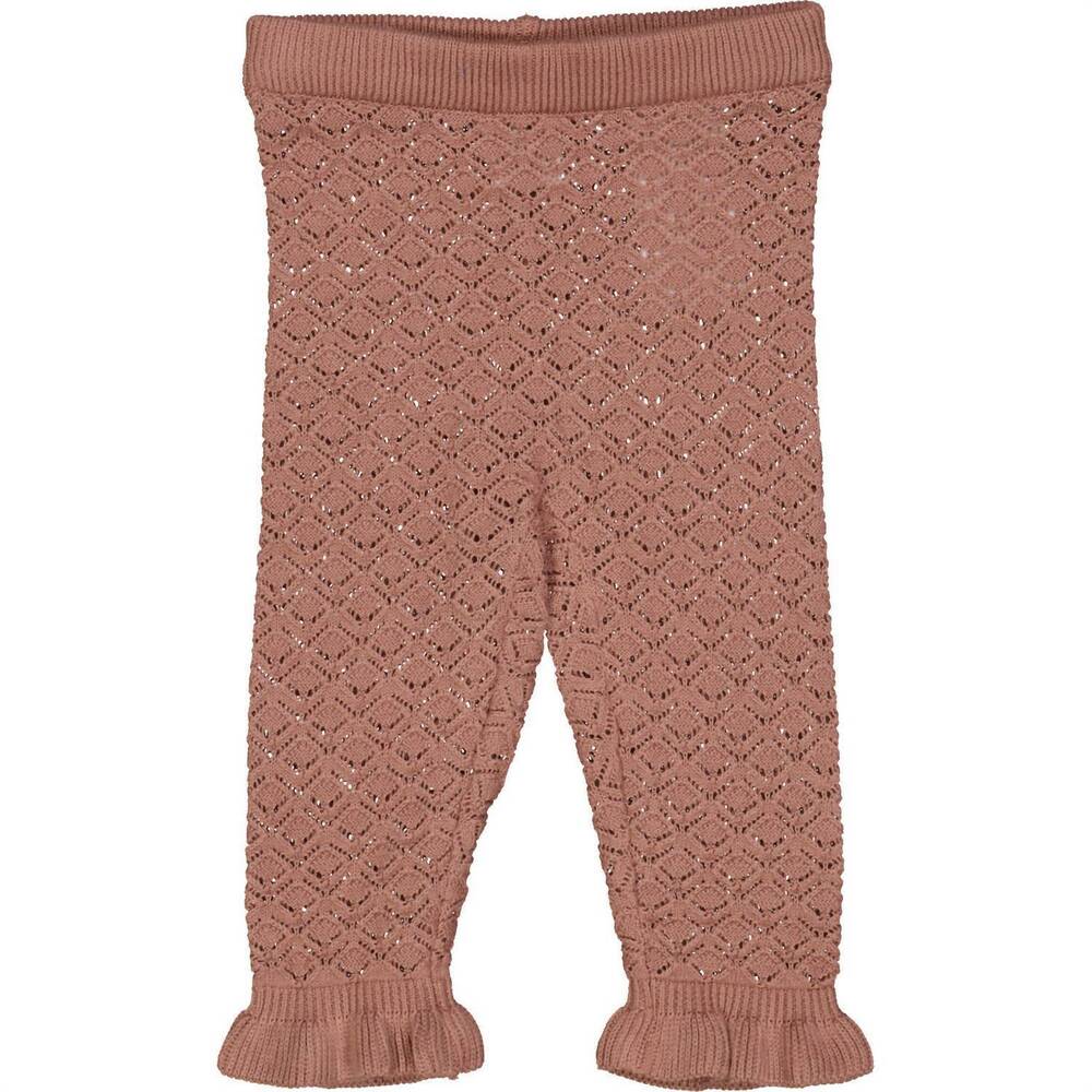 NEW MÜSLI girl's knit scallop pants in pink/ brown